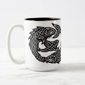 Pisces Celtic Twin‑Current Sigil | BurnsInHell Ink ツートーンマグカップ (左)