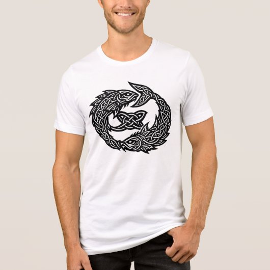 Pisces Celtic Twin‑Current Sigil | BurnsInHell Ink トライブレンドＴシャツ (正面)