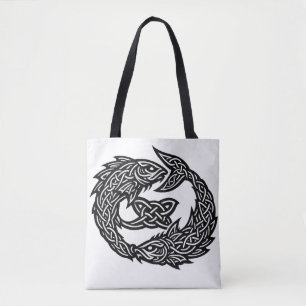 Pisces Celtic Twin‑Current Sigil BurnsInHell Ink トートバッグ