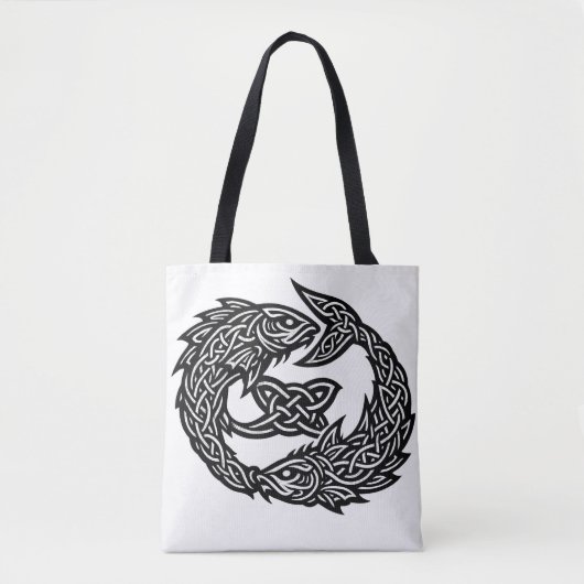 Pisces Celtic Twin‑Current Sigil | BurnsInHell Ink トートバッグ (正面)