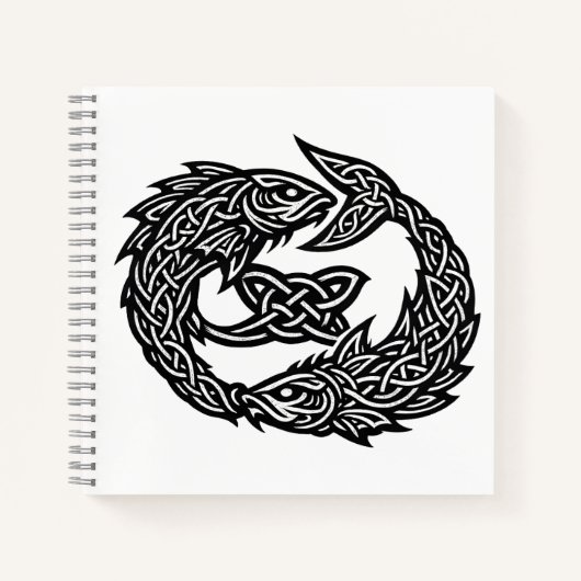 Pisces Celtic Twin‑Current Sigil | BurnsInHell Ink ノートブック (正面)