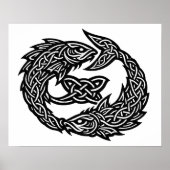 Pisces Celtic Twin‑Current Sigil | BurnsInHell Ink ポスター (正面)