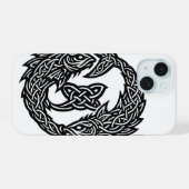 Pisces Celtic Twin‑Current Sigil | BurnsInHell Ink iPhone 15ケース (裏面横)