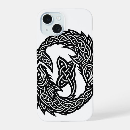 Pisces Celtic Twin‑Current Sigil | BurnsInHell Ink iPhone 15ケース (裏面)