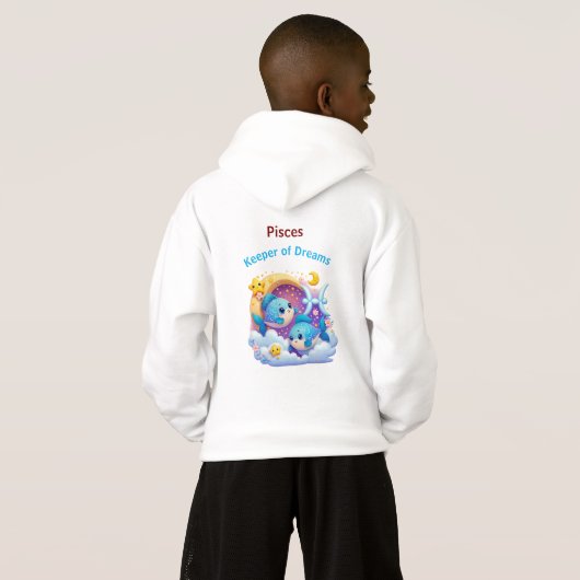 Pisces Dream Keeper Zodiac Kids Hoodie Pullover (裏面フル)