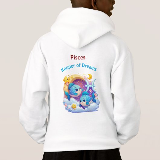 Pisces Dream Keeper Zodiac Kids Hoodie Pullover (裏面)