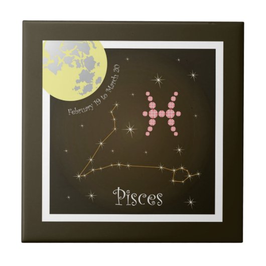 Pisces February 19 to March 20 Fotofliese タイル (正面)