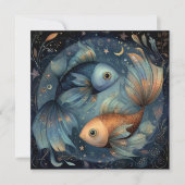 Pisces Fish Zodiac Astrology Celestial Birthday カード (正面)