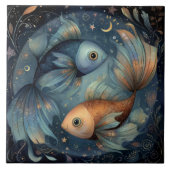 Pisces Fish Zodiac Astrology Celestial Birthday タイル (正面)