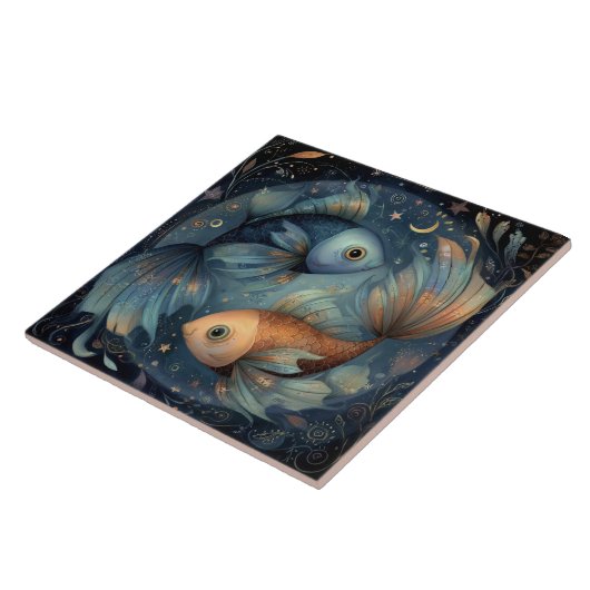 Pisces Fish Zodiac Astrology Celestial Birthday タイル (側面)