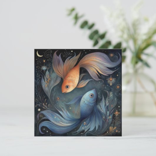 Pisces Fish Zodiac Astrology Mystical Birthday カード (スタンド正面)