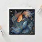 Pisces Fish Zodiac Astrology Mystical Birthday カード (正面/裏面インサイチュ)