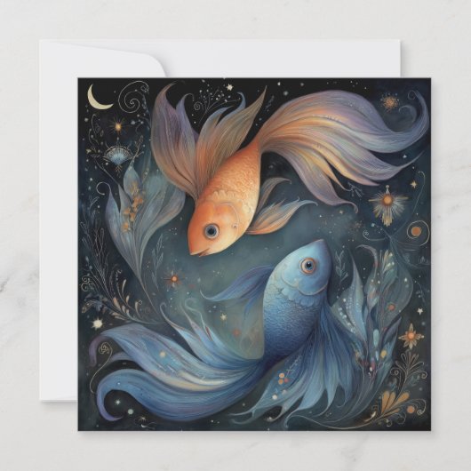 Pisces Fish Zodiac Astrology Mystical Birthday カード (正面)