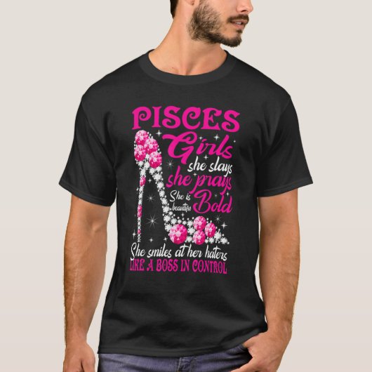 Pisces Girl Like A Boss In Control Diamond Shoes F Tシャツ (正面)
