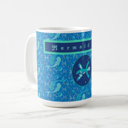 Pisces Modern Personalized Coffee Mug コーヒーマグカップ (正面左)