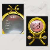 PISCES MONOGRAM、パールブラックイエローピンクグレー 名刺 (正面/裏面)