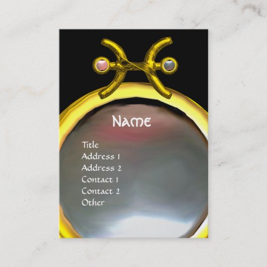 PISCES MONOGRAM、パールブラックイエローピンクグレー 名刺 (正面)