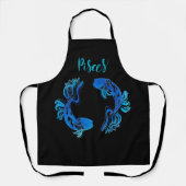Pisces the fish zodiac water sign blue  エプロン (正面)