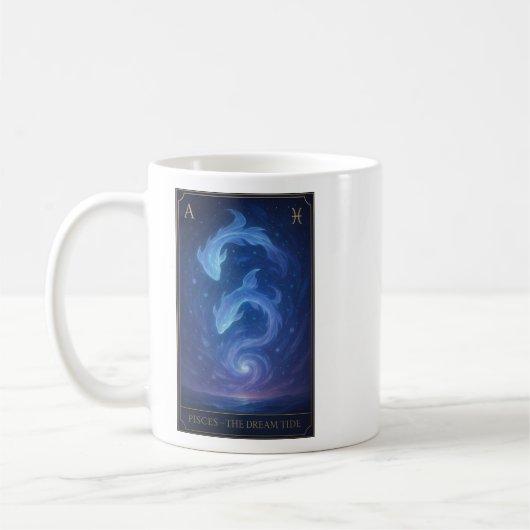 Pisces Zodiac Art – Celestial Fish and Dream Waves コーヒーマグカップ (左)