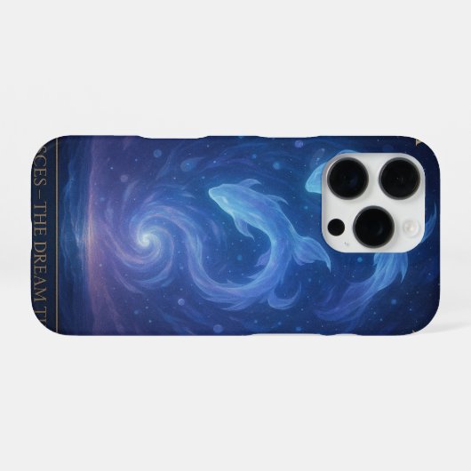 Pisces Zodiac Art – Celestial Fish and Dream Waves iPhoneケース (裏面横)