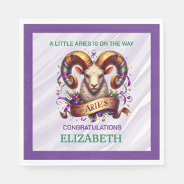 Pisces Zodiac Baby Shower Lavender and Green スタンダードランチョンナプキン