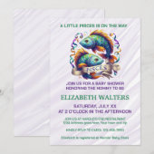 Pisces Zodiac Baby Shower Lavender and Green 招待状 (正面/裏面)