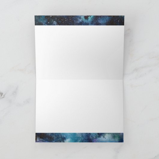 Pisces Zodiac Blue Watercolor Galaxy Birthday カード (内部)