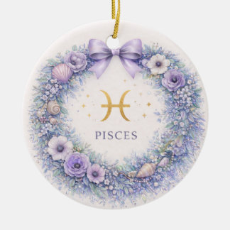 Pisces Zodiac Christmas Ornament – Winter Wreath i セラミックオーナメント