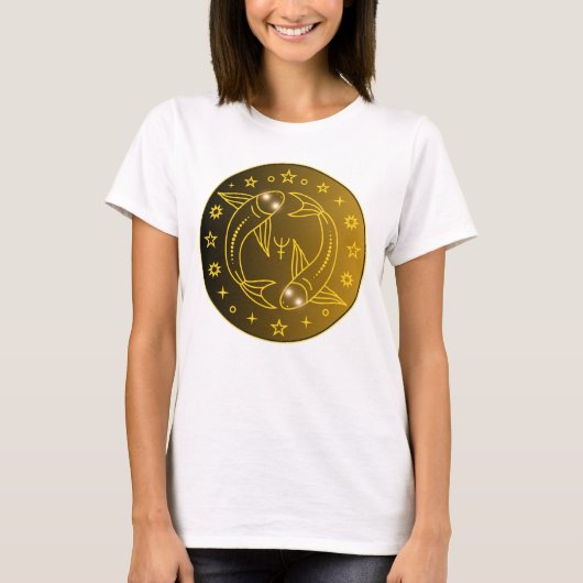 Pisces Zodiac Emblem | Minimal Celestial Symbol Tシャツ (正面)