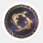 Pisces Zodiac Fish ラウンドシール (正面)