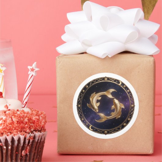 Pisces Zodiac Fish ラウンドシール (パーティー)