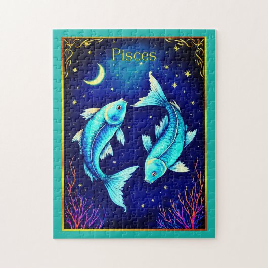 Pisces Zodiac Fish Swimming in Cosmic Waters ジグソーパズル (縦)