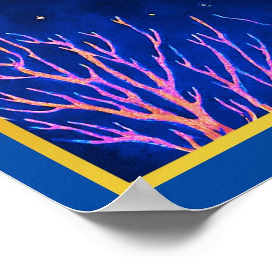 Pisces Zodiac Fish Swimming in Cosmic Waters ポスター (角)