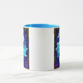 Pisces Zodiac Fish Swimming in Cosmic Waters マグカップ (中央)