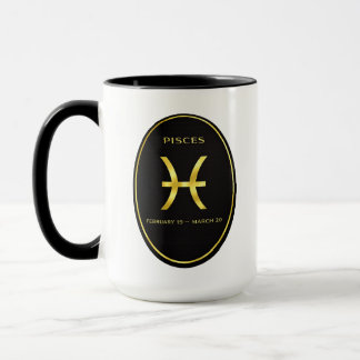 Pisces Zodiac Gold Oval Emblem Mug | Luxury Astrol マグカップ