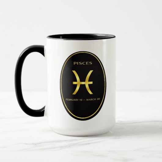 Pisces Zodiac Gold Oval Emblem Mug | Luxury Astrol マグカップ (左)