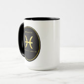 Pisces Zodiac Gold Oval Emblem Mug | Luxury Astrol マグカップ (正面左)
