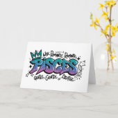 Pisces Zodiac Graffiti  カード (黄色い花)
