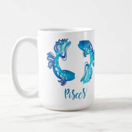 Pisces zodiac sign bright light blue glitter fish コーヒーマグカップ