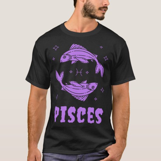 Pisces Zodiac Sign Purple Goth Gothic Astrology Ho Tシャツ (正面)