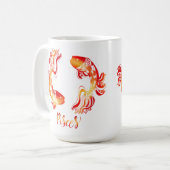 Pisces zodiac sign red orange glitter fish コーヒーマグカップ (正面左)