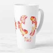 Pisces zodiac sign red orange glitter fish Zodiac カフェラテマグ (右アングル)