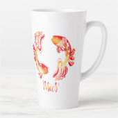 Pisces zodiac sign red orange glitter fish Zodiac カフェラテマグ (右)
