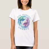 Pisces Zodiac Sign Watercolor Fish Astrology Tシャツ (正面)