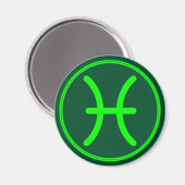 Pisces Zodiac Symbol Green Contrast マグネット (正面/裏面)