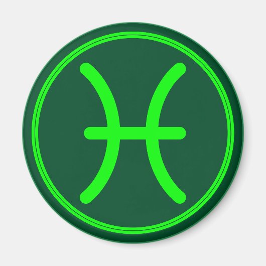 Pisces Zodiac Symbol Green Contrast マグネット (正面)