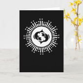 Pisces Zodiac Symbol with Celestial Starburst  カード (黄色い花)