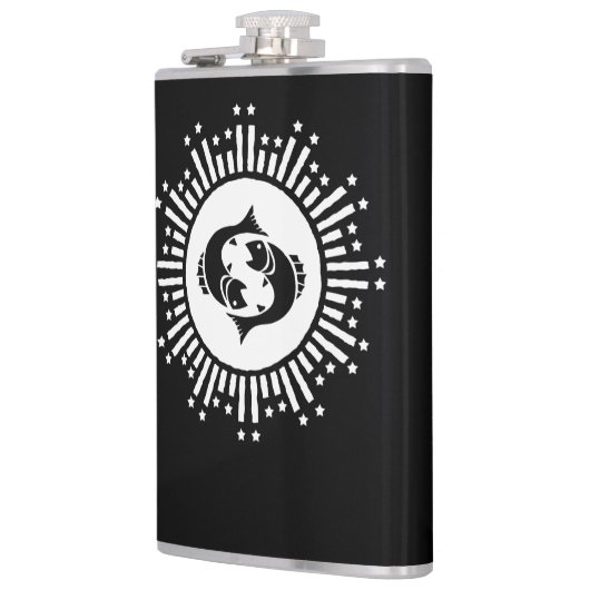 Pisces Zodiac Symbol with Celestial Starburst フラスク (左)