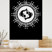 Pisces Zodiac Symbol with Celestial Starburst  ポスター (キッチン)