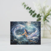 Pisces Zodiac with Woman Surrounded by Two Glowing ポストカード (スタンド正面)